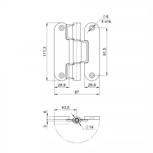 Петля карточная универсальная UWD6000.OPTIMA АB бронза